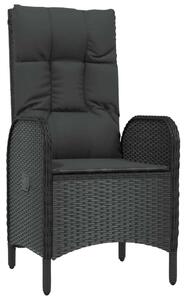 VidaXL 7 részes fekete polyrattan kerti étkezőgarnitúra párnával