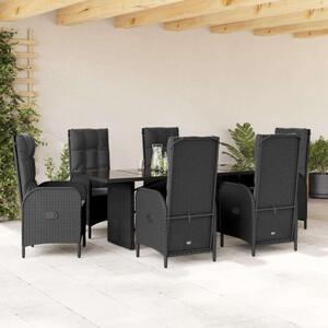 VidaXL Polyrattan Kerti Étkezőgarnitúra - 7 részes - Fekete