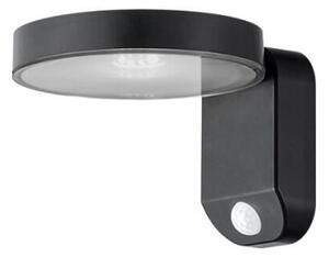 LED lámpatest , napelemes , oldalfali , 9 W , meleg fehér , mozgásérzékelős , fekete , kerek , kültéri , IP44