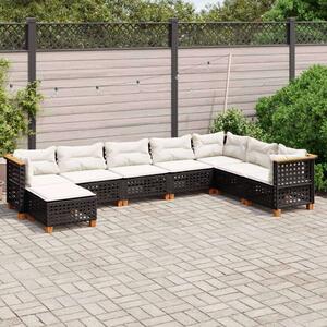 VidaXL Polyrattan Kerti Ülőgarnitúra - 8 részes - Fekete
