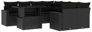 VidaXL Polyrattan Kerti Ülőgarnitúra - 9 részes - Fekete