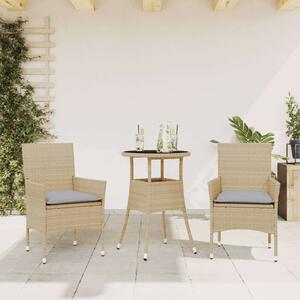 VidaXL Kerti Étkezőgarnitúra - 3 részes - Bézs Polyrattan