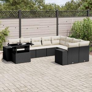 VidaXL Polyrattan Kerti Ülőgarnitúra - 10 részes - Fekete