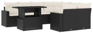 VidaXL Polyrattan Kerti Ülőgarnitúra - 9 részes - Fekete