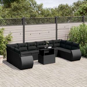 Polyrattan Kerti Ülőgarnitúra - 11 részes - Fekete