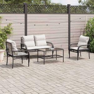 VidaXL Polyrattan Kerti Ülőgarnitúra - 4 részes, Fekete