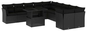 Polyrattan Kerti Ülőgarnitúra - 11 részes - Fekete
