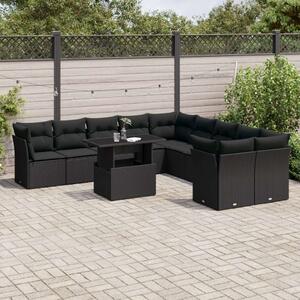Polyrattan Kerti Ülőgarnitúra - 11 részes - Fekete