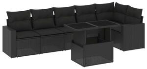 VidaXL Polyrattan Kerti Ülőgarnitúra - 7 részes - Fekete