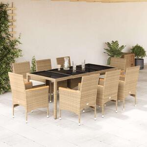 VidaXL Polyrattan Kerti Étkezőgarnitúra - 9 részes - Bézs