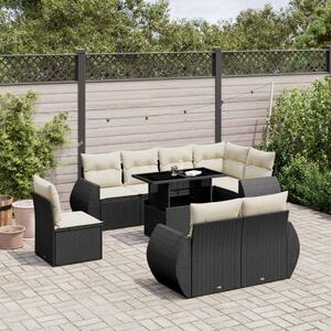 VidaXL Polyrattan Kerti Ülőgarnitúra - 9 részes - Fekete