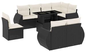 VidaXL Polyrattan Kerti Ülőgarnitúra - 9 részes - Fekete