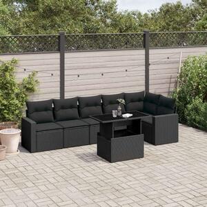 VidaXL Polyrattan Kerti Ülőgarnitúra - 7 részes - Fekete