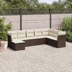 Polyrattan Kerti Ülőgarnitúra - 8 részes - Barna