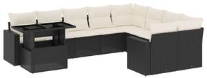 VidaXL Polyrattan Kerti Ülőgarnitúra - 10 részes - Fekete