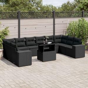 VidaXL Polyrattan Kerti Ülőgarnitúra - 11 részes - Fekete