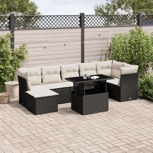 VidaXL Polyrattan Kerti Ülőgarnitúra - 8 részes - Fekete