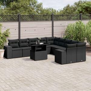 VidaXL Polyrattan Kerti Ülőgarnitúra - 11 részes - Fekete