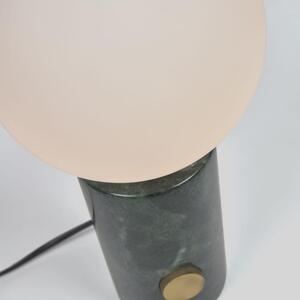 Matt fehér üveg asztali lámpa Kave Home Lonela márványtalppal