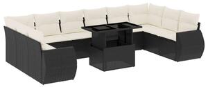 Polyrattan Kerti Ülőgarnitúra - 11 részes - Fekete
