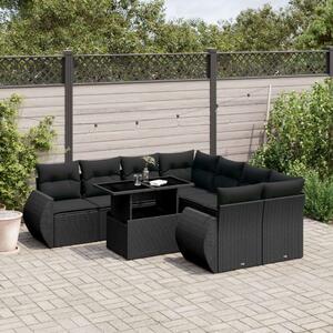 VidaXL Polyrattan Kerti Ülőgarnitúra - 9 részes - Fekete