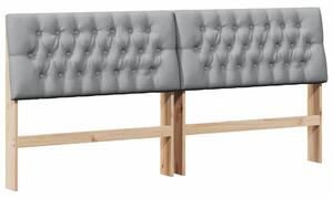VidaXL Kárpitozott fejtámla Világosszürke 200 cm Tömör fenyőfa