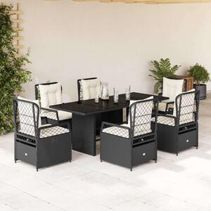 VidaXL - 7 Részes Kerti Étkezőgarnitúra - Polyrattan - Fekete