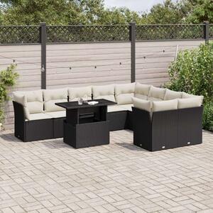 Polyrattan Kerti Ülőgarnitúra - 10 részes - Fekete