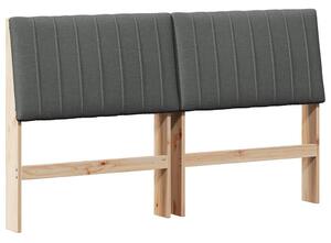 VidaXL Kárpitozott fejtámla Sötétszürke 160 cm Tömör fenyőfa
