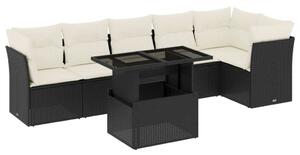VidaXL 7 részes Polyrattan Kerti Ülőgarnitúra - Fekete