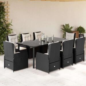 VidaXL Polyrattan Kerti Étkezőgarnitúra - 9 részes - Fekete