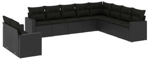 VidaXL Polyrattan Kerti Ülőgarnitúra - Fekete - 10 részes