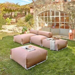 Rózsaszín szövet kerti modul háttámlával Kave Home Négyzet 101 x 101 cm