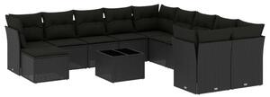VidaXL Polyrattan Kerti Ülőgarnitúra - 12 részes - Fekete