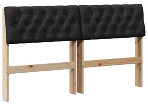 VidaXL Kárpitozott fejtámla Fekete 150 cm Tömör fenyőfa