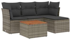 VidaXL 5 részes szürke polyrattan kerti ülőgarnitúra