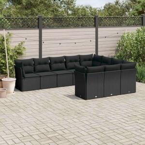 VidaXL Polyrattan Kerti Ülőgarnitúra - 10 részes - Fekete