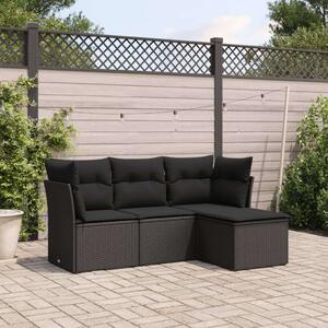 VidaXL Polyrattan Kerti Ülőgarnitúra - 4 részes - Fekete