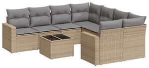 VidaXL Polyrattan Kerti Ülőgarnitúra - 9 részes - Bézs
