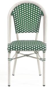 Zöld-fehér műrattan kerti szék Kave Home Marilyn