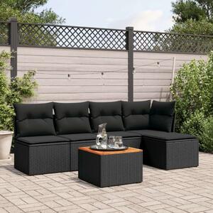 Polyrattan Kerti Ülőgarnitúra - 6 részes - Fekete