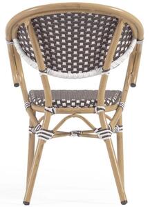 Barna és fehér szintetikus rattan kerti szék Kave Home Marilyn karfával