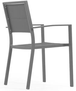 Fekete fém kerti szék Kave Home Sirley szövet üléssel