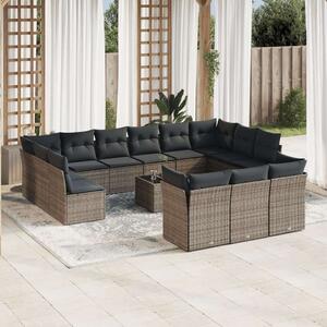 VidaXL Polyrattan Kerti Ülőgarnitúra - 14 részes - Szürke