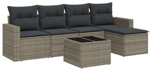 VidaXL Polyrattan Kerti Ülőgarnitúra - 6 részes - Szürke