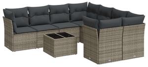 VidaXL Polyrattan Kerti Ülőgarnitúra - 9 részes - Szürke
