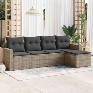 VidaXL Polyrattan Kerti Ülőgarnitúra - 5 részes - Szürke