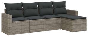 VidaXL Polyrattan Kerti Ülőgarnitúra - 5 részes - Szürke