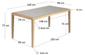 Természetes fa étkezőasztal Kave Home Jobb 160 x 90 cm
