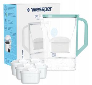 Wessper D3 Slim Aquaclassic 2,7 l-es hűtőszekrény szűrőkancsó + 6x AquaClassic szűrőpatron